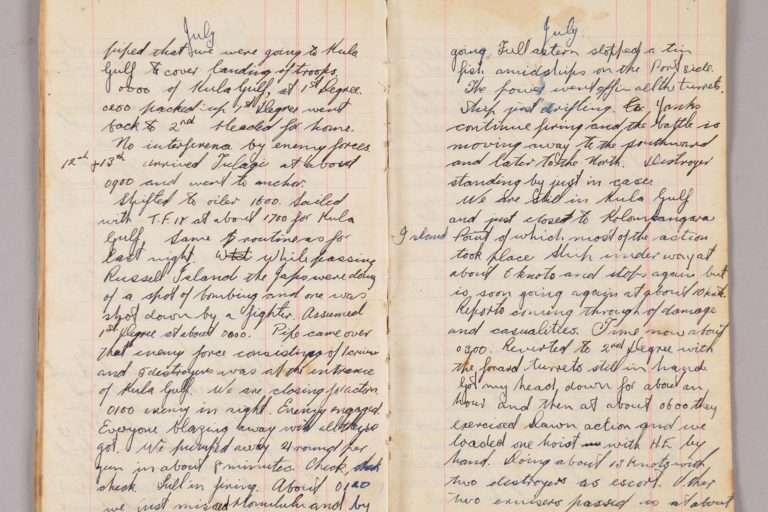 2021.20.1 pg 76-77 A sailor's diary from the Battle of Kolombangara