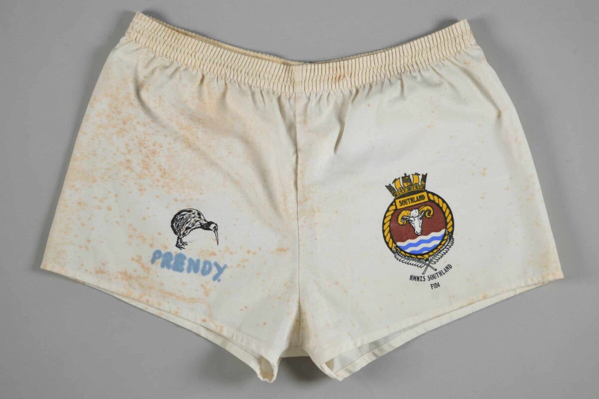 White Shorts issued to HMNZS Southland crew members. r. White Shorts. 2022.45.1