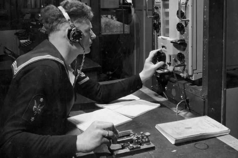 HMNZS Irirangi telegraphist at work