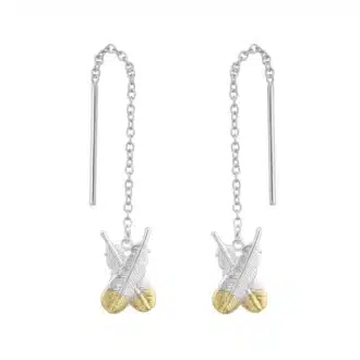 Crossed Feather Thread Earrings