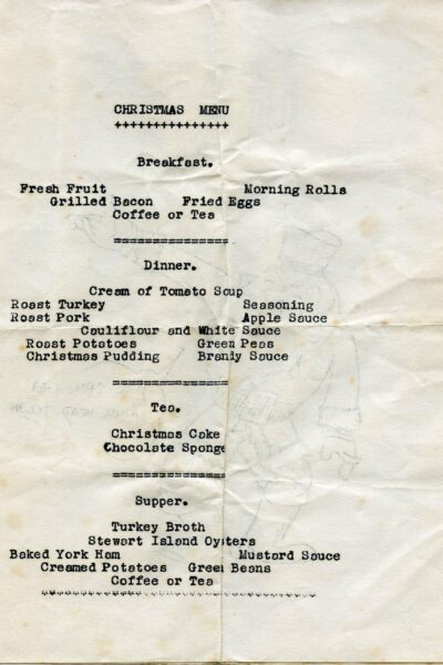 EAE 0022 ii Christmas Menu HMNZS Hawea 1952 EAE 0022