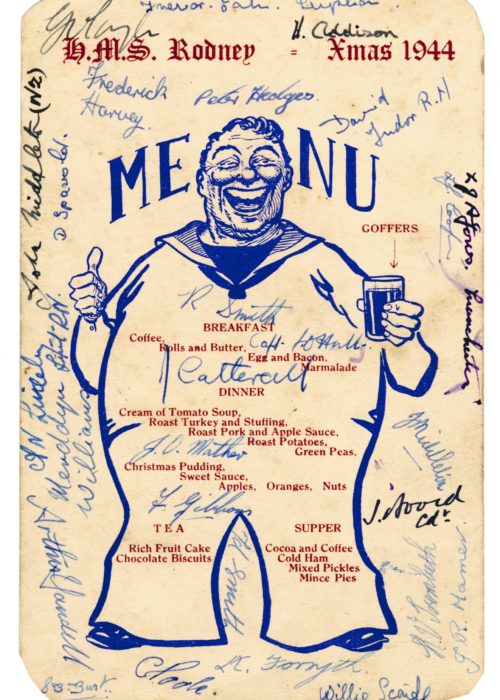 EAF 0008 HMS Rodney Christmas menu (1) HMS Rodney Christmas Card