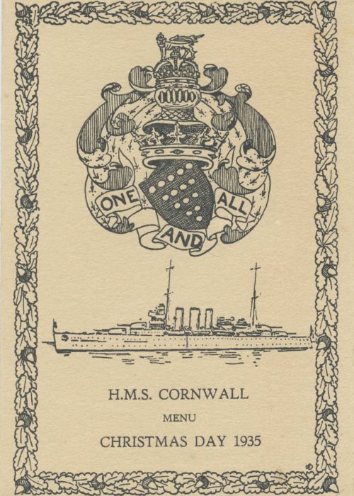EAF 0021 HMS Cornwall Christmas Menu 1935
