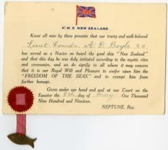 LT CDR AD Boyle Crossing the Line Certificate