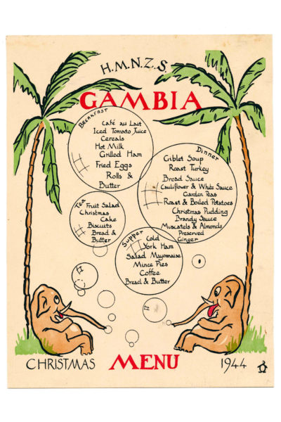 Gambia Menu 1943 HMNZS Gambia Menu