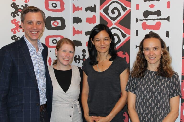 L-R: Visitors from the US with Programmes Manager Charis and Emma.