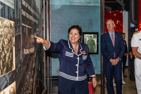 Governor General, The Right Honourable Dame Cindy Kiro with David at the Navy Museum
