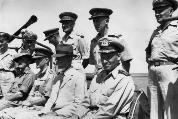 Commander Peter Phipps at the signing of the Japanese surrender on USS Missouri.