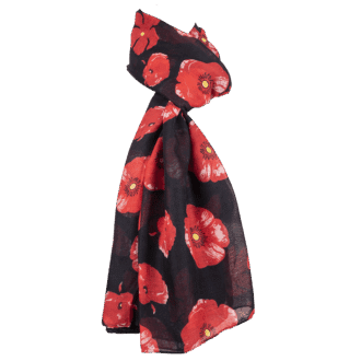 Poppy Print Scarf - Black
