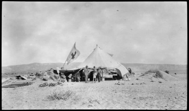 Dressing station during World War I, Royal Naval division, Suvla Bay, Gallipoli Peninsula, Turkey.