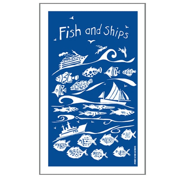 Fish and Ships Tea Towel
