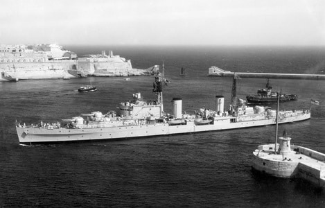 HMNZS Royalist entering Malta 1957 [RNZN Museum AAN 0027] 