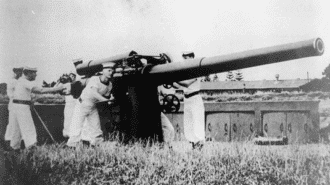 HMNZS Tamaki gunnery training on Motuihe
