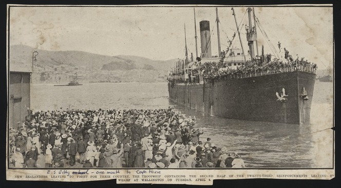 troopship-leaving World War I troopship leaving Wellington with the 23rd Reinforcements.
